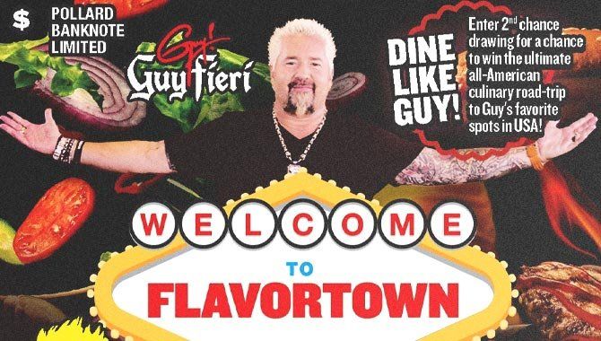 Guy Fieri to appear on Pollard Banknote printed instant tickets